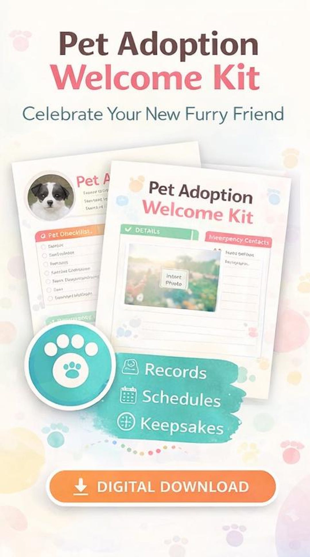 Pet Adoption Welcome Kit | New Puppy & Rescue Dog Checklist | Printable ...