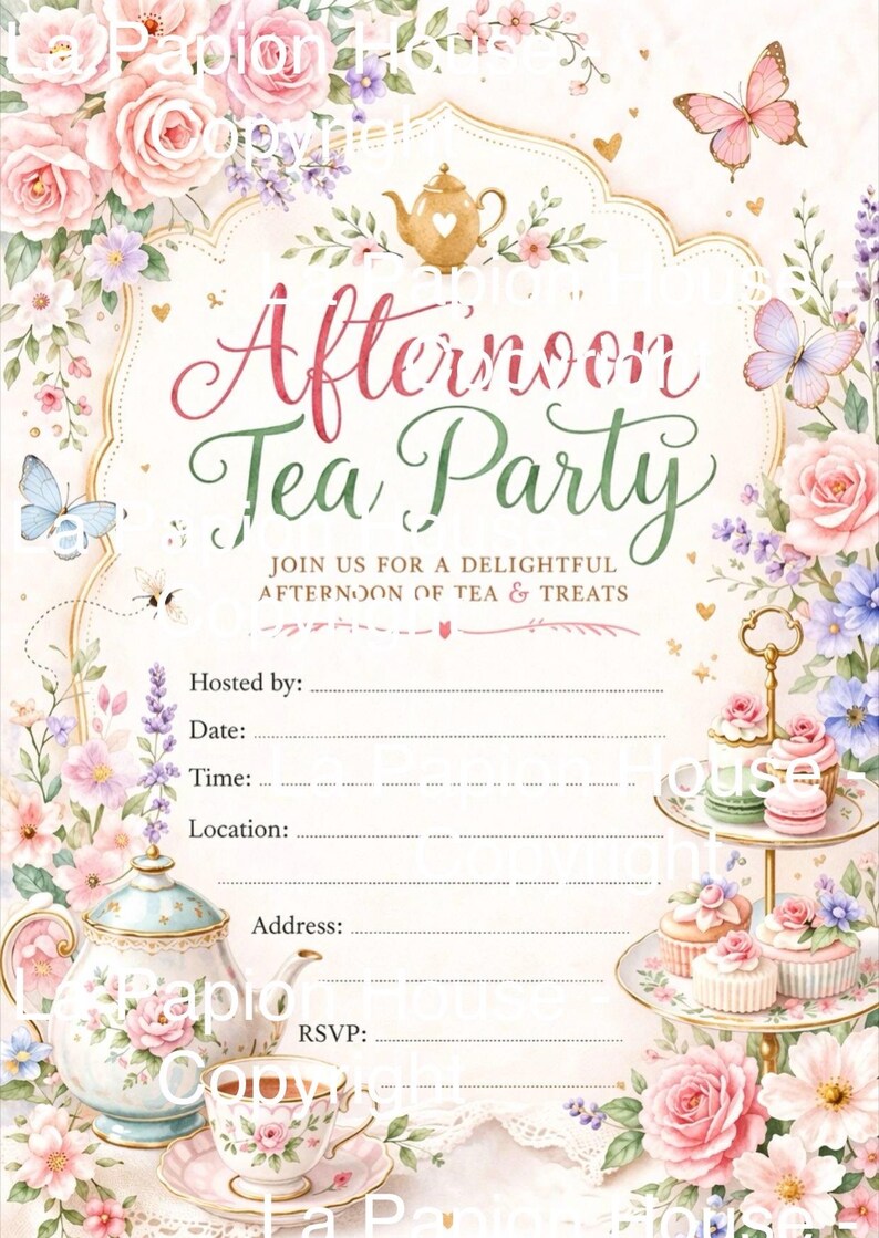 Afternoon Tea Party Invitation Printable | Invite Template ...