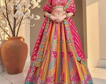 Handgewebte Seide Lehenga, Royal Rani Pink, Zari WeHand, Festliche Party Kleidung USA