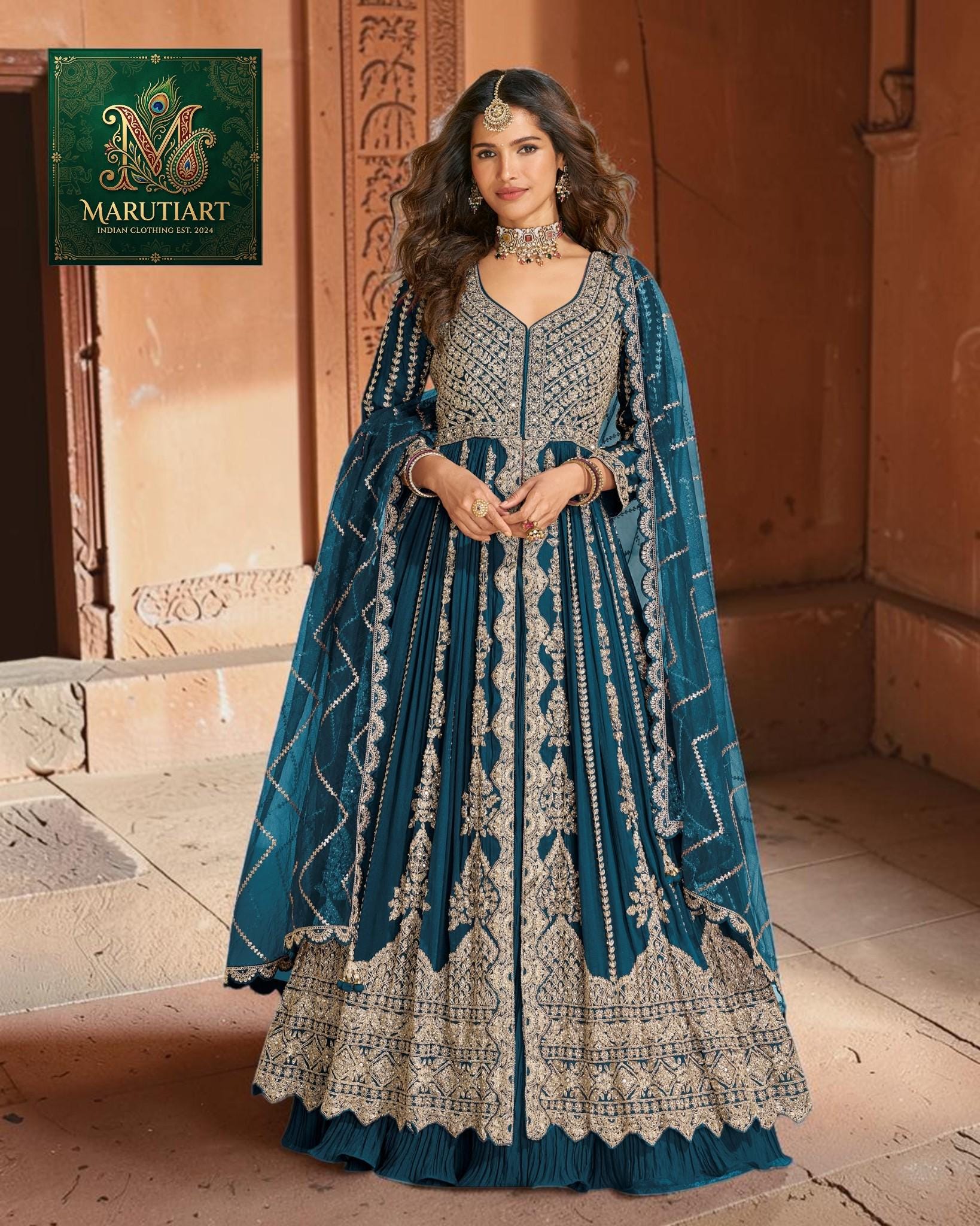 Emerald Green Anarkali - Etsy