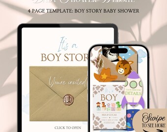 It's a Boy Story Baby Shower Website Invitation: Boy Baby Theme (Canva Template)