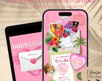 Tropical Bach Island Bachelorette Website Template: Island Girls Reiseablauf mit Rsvp-Tracking (Canva Template)