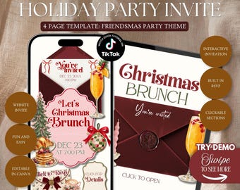 Christmas Brunch Invitation Website Template: Breakfast With Santa, Holiday Brunch Digital Invite With Built In Rsvp (Editable in Canva)