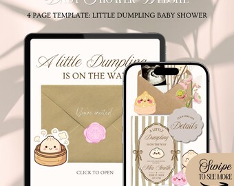 Little Dumpling Baby Shower Website Invitation Template: Pink Girly Theme (Editable in Canva)
