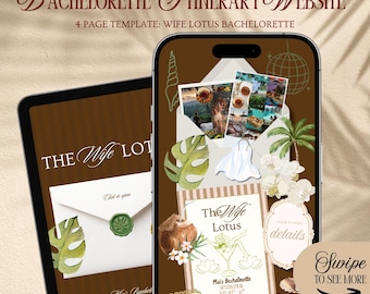 Luxury Resort Bachelorette Website Template: Wife Lotus Girls Trip Itinerary With Rsvp Tracking (Canva Template)