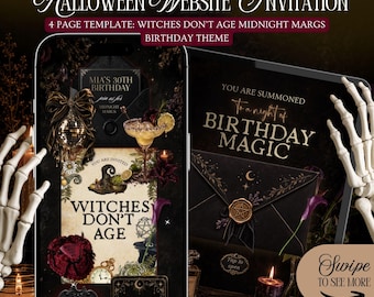 Witch Birthday Invitation Website Template: Witchy Midnight Margaritas Theme With Rsvp, Girls Night Halloween Party (Edit in Canva)