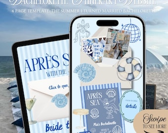 Apres Sea Bachelorette Website Template: Coastal Bach Club Itinerary With Rsvp Tracking (Canva Template)