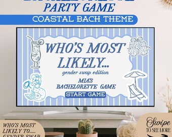 Vem är mest trolig Möhippa Spelmall: Coastal Beach Club Theme Gender Swap Edition, Bach Party Game Icebreaker Interactive Gameplay
