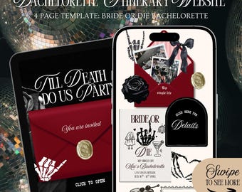 Bride Or Die Bachelorette Website Template: Till Death Do Us Party Itinerary With Rsvp Tracking (Canva Template)