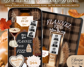 Flannel Fling Before The Ring Bachelorette Website Itinerary Template: Flannel Fizz Fall Hen Weekend  (Editable Canva Template)