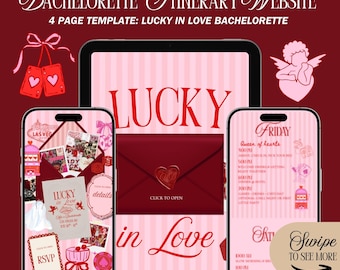 Lucky In Love Bachelorette Website Template: Las Vegas Bach Theme With Rsvp Tracking (Canva Template)