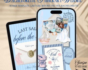 Last Sail Before The Veil Bachelorette Website Template: Boat Party Girls Weekend Itinerary With Rsvp Tracking (Canva Template)
