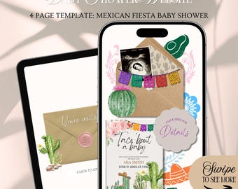 Fiesta Baby Shower Website Invitation Template: Taco Theme (Canva)