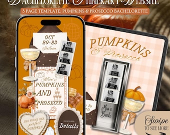 Pumpkins & Prosecco Bachelorette Website  Itinerary Template: Fall Hen Weekend Girls Trip Planner (Canva Template)