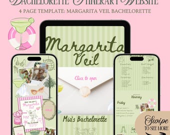 Modèle de site Web pour célibataires Margarita Veil : itinéraire pour les marges et le mariage avec suivi des Rsvp (modèle canva)