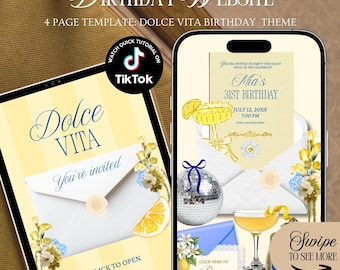 Mall för webbplatsinbjudningar till Dolce Vita-födelsedag: Italienskt sommartema med RSVP-spårning (Canva-mall)