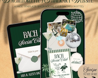 The Bach Social Club Bachelor(ette) Website Template: Joint Hen & Stag Party Weekend Itinerary With Rsvp Tracking (Canva Template)