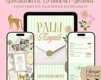 Palm Royale Bachelorette Website Template: Palm Beach Itinerary With Rsvp Tracking (Canva Template)