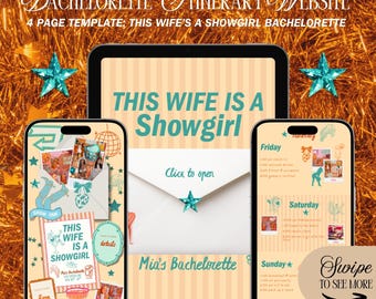 Diese Frau ist ein Showgirl Bachelorette Website Template: Las Vegas Girls Reiseablauf mit Rsvp-Tracking (Canva Template)