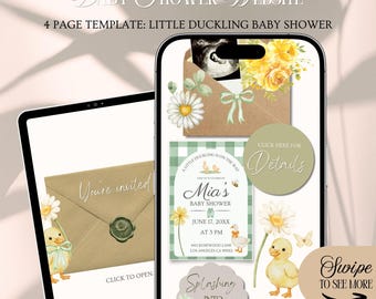 Little Duckling On The Way Baby Shower Website Invitation Template: Duck Theme With Rsvp Tracking (Canva Template)