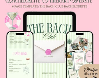 The Bach Club Bachelorette Website Template: Girls Trip Itinerary With Rsvp Tracking (Canva Template)
