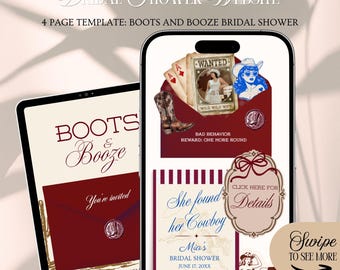 Wild Wild Wife Bridal Shower Website-Einladungsvorlage: Sie fand ihr Cowboy, Boots & Booze-Theme mit Rsvp-Tracking (bearbeitbar in Canva)