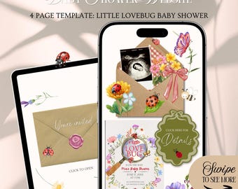 Little Love Bug Baby Shower Website Einladung Vorlage: Floral Bug Theme mit Rsvp Tracking (Canva Template)