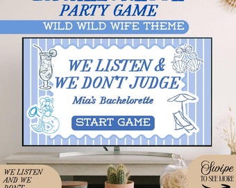 Vi lyssnar och vi dömer inte Möhippa-spel: Coastal Beach Bach Edition, Partyspel Icebreaker Interactive Digital Girls Night Game