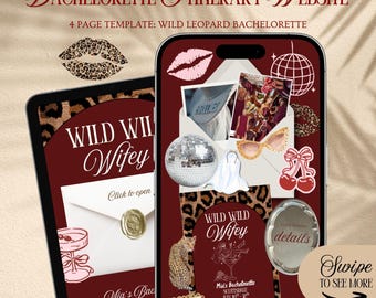 Wild Wild Wife Bachelorette Website Template: Leopard Cherry Theme Girls Trip Itinerary With Rsvp Tracking (Canva Template)