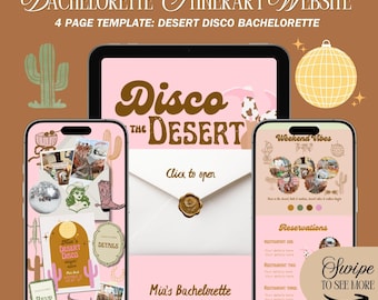 Desert Disco Bachelorette Website Template: Cowgirl Hen Weekend Theme With Rsvp Tracking (Canva Template)