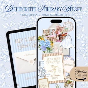 Princess Bachelorette Website Template: Clickable Royal Bach Girls Trip Itinerary With Rsvp Tracking (Canva Template)