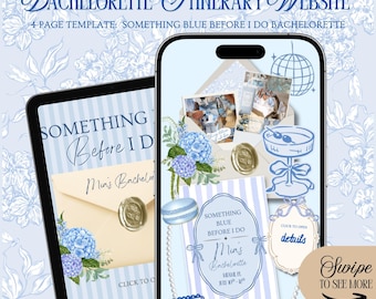 Something Blue Before I Do Bachelorette Website Template: Blue Hen Do Theme Itinerary With Rsvp Tracking (Canva Template)