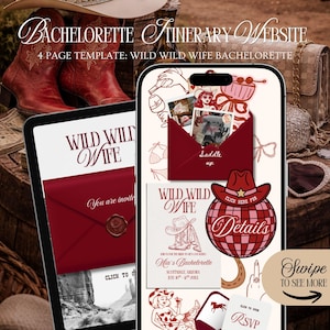 Wild Wild Wife Bachelorette Website Template: Invitation & Itinerary With Rsvp Tracking (Canva Template)