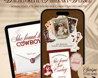 She Found Her Cowboy Bachelorette Website Template: Wild Wild Wife Girls Trip Itinerary With Rsvp Tracking (Canva Template)
