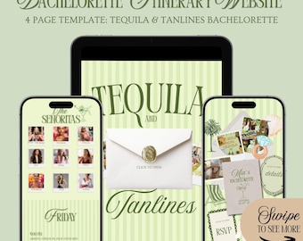 Tequila & Tanlines Bachelorette Website Template: Girls Trip Itinerary With Rsvp Tracking (Canva Template)