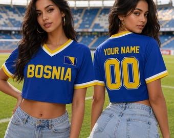 Camiseta corta de fútbol de Bosnia personalizada, camiseta con nombre y número personalizados.