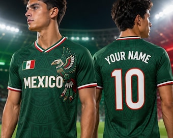 Gepersonaliseerde voetbalshirt Mexico 2026, voetbalshirt met aangepaste naam, ventilatoruitrusting