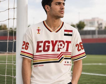Egypte retro voetbalshirt, gepersonaliseerd voetbalshirt farao's, vintage match-T-shirt heren