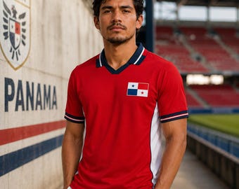 Panama-voetbalshirt, rood voetbalshirt met aangepaste naam, Canaleros voetbaltenue heren, gameday-T-shirt