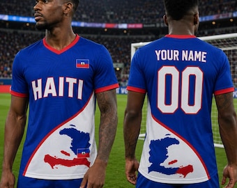Op maat gemaakt voetbalshirt Haïti, gepersonaliseerd voetbalshirt, naamnummer kleding