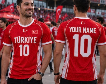 Aangepaste naam Turkiye-shirt, gepersonaliseerde voetbaltop, atletische voetbalkleding, Turkiye Gameday-kleding