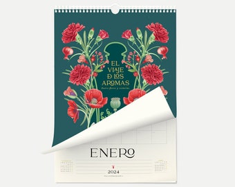 Calendario de pared ilustrado 2024 DIN A3, Calendario acuarela 2023, Plantas Aromáticas y medicinales. Acuarela, Calendario con dibujos