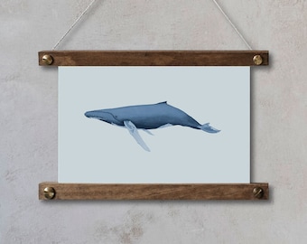 Watercolor whale, Handpainted 3 sizes A5, A4, A3 | Printed on high quality italian textured paper , ocean, whale, ocean life, Nautical