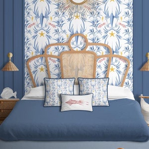 Unique Illustrated Wallpaper. Nautical Multi-color Marine Removable Wall Decal.