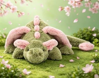 Dragão Matcha de Pelúcia Macio de 50 cm - Um Presente Afetuoso, Acompanha Etiqueta e Capa Protetora