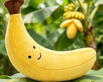 Cute Smiling Banana Plush Toy, Soft Fruit Stuffed Animal Kids Bedtime Pillow Gift