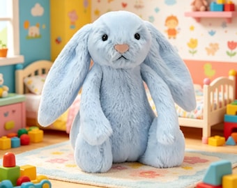 Brinquedo de pelúcia Jellycat Coelho Bonnie Azul Claro | Travesseiro macio e aconchegante para dormir | Presente de aniversário