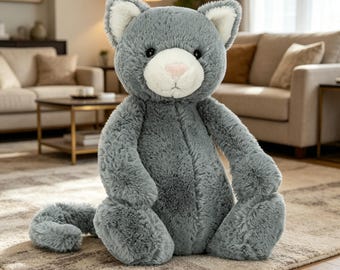 Gatinho de pelúcia tímido da Jellycat | Boneco companheiro para momentos de relaxamento | Ideal para presentear | Inclui saco protetor contra poeira