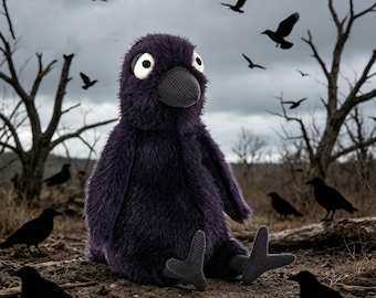 Pelúcia Jellycat Raven - Estatueta com temática sombria - Item de decoração para presente incomum