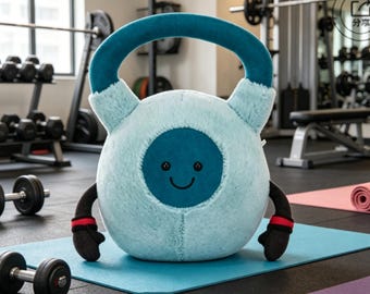 Cute Kettlebell Plush Toy | Gym Fitness Weight Shaped Stuffed Plushie Gift for Fitness Lovers